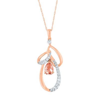 Pear-Shaped Morganite & White Topaz Pendant in 10K Rose Gold