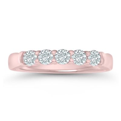 Five-Stone Diamond Anniversary Band 14K Rose Gold (1/2 ct. tw.)