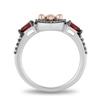 Evil Queen Diamond & Garnet Ring Sterling Silver 10K Rose Gold (1/5 ct. tw)