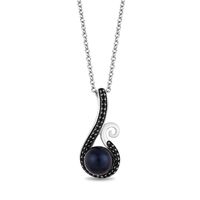 Ursula Black Diamond & Pearl Pendant in Black Rhodium-Plated Sterling Silver (1/10 ct. tw.)
