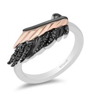 Maleficent Black Diamond Ring Rhodium-Plated Sterling Silver (1/7 ct. tw.)