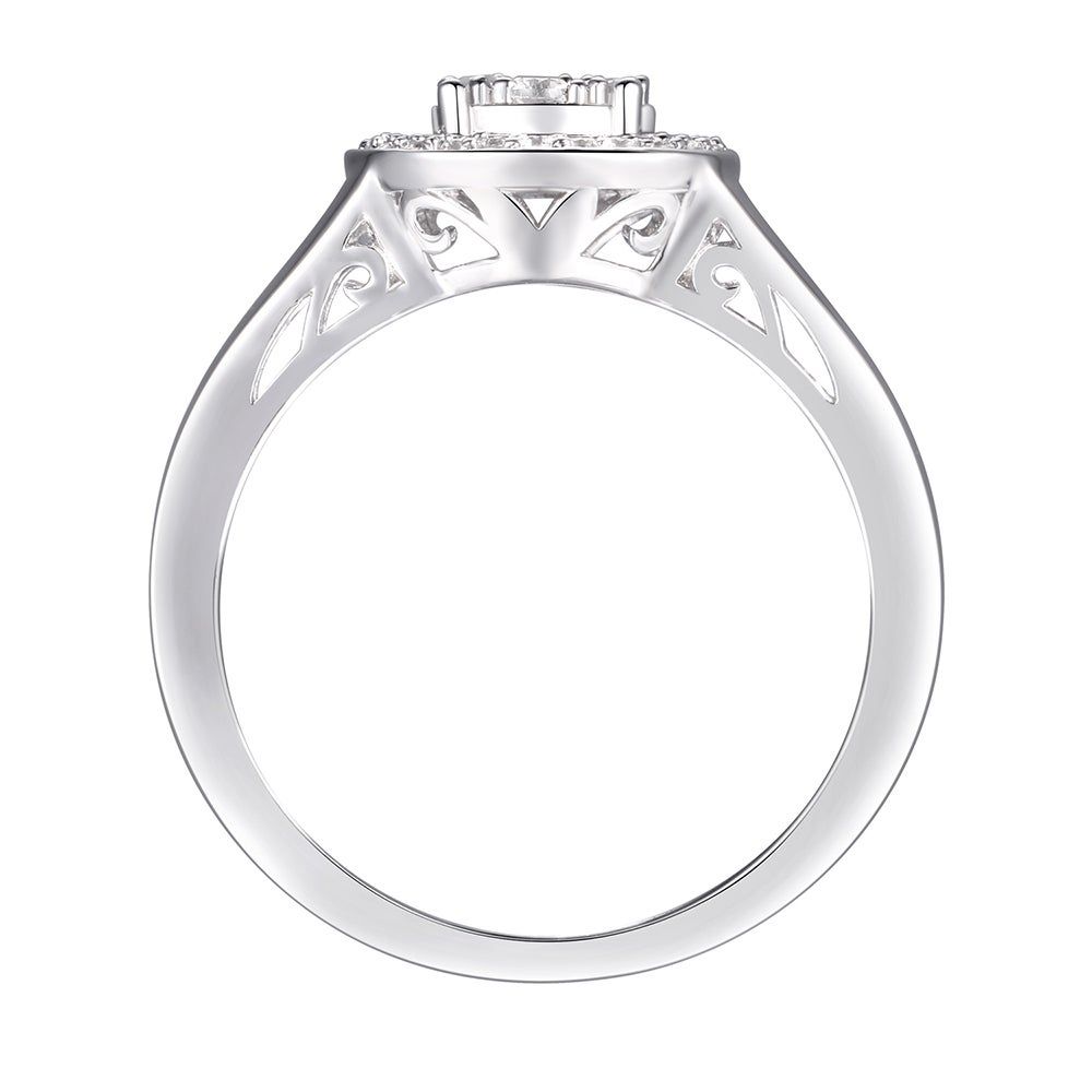 Round Diamond Cluster Frame Ring 10K White Gold (1/3 ct. tw.)