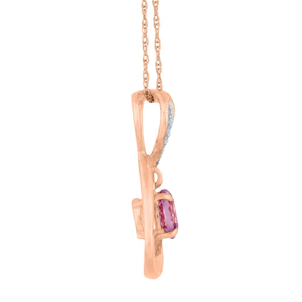 Amethyst & Lab-Created White Sapphire Infinity Pendant in 14K Rose Gold