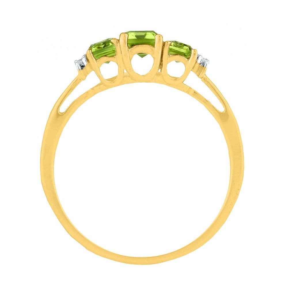 Three-Stone Emerald-Cut Peridot Ring 10K Yellow Gold