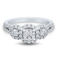 Lab Grown Diamond Engagement Ring with Three Halos 14K White Gold (1 ct. tw)