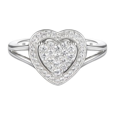 Heart Cluster Diamond Ring 10K White Gold (1/3 ct. tw.)