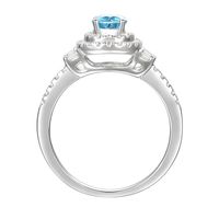 Blue & White Diamond Ring with Double Halos 10K Gold (3/4 ct. tw.)