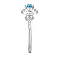 Blue & White Diamond Ring with Double Halos 10K Gold (3/4 ct. tw.)