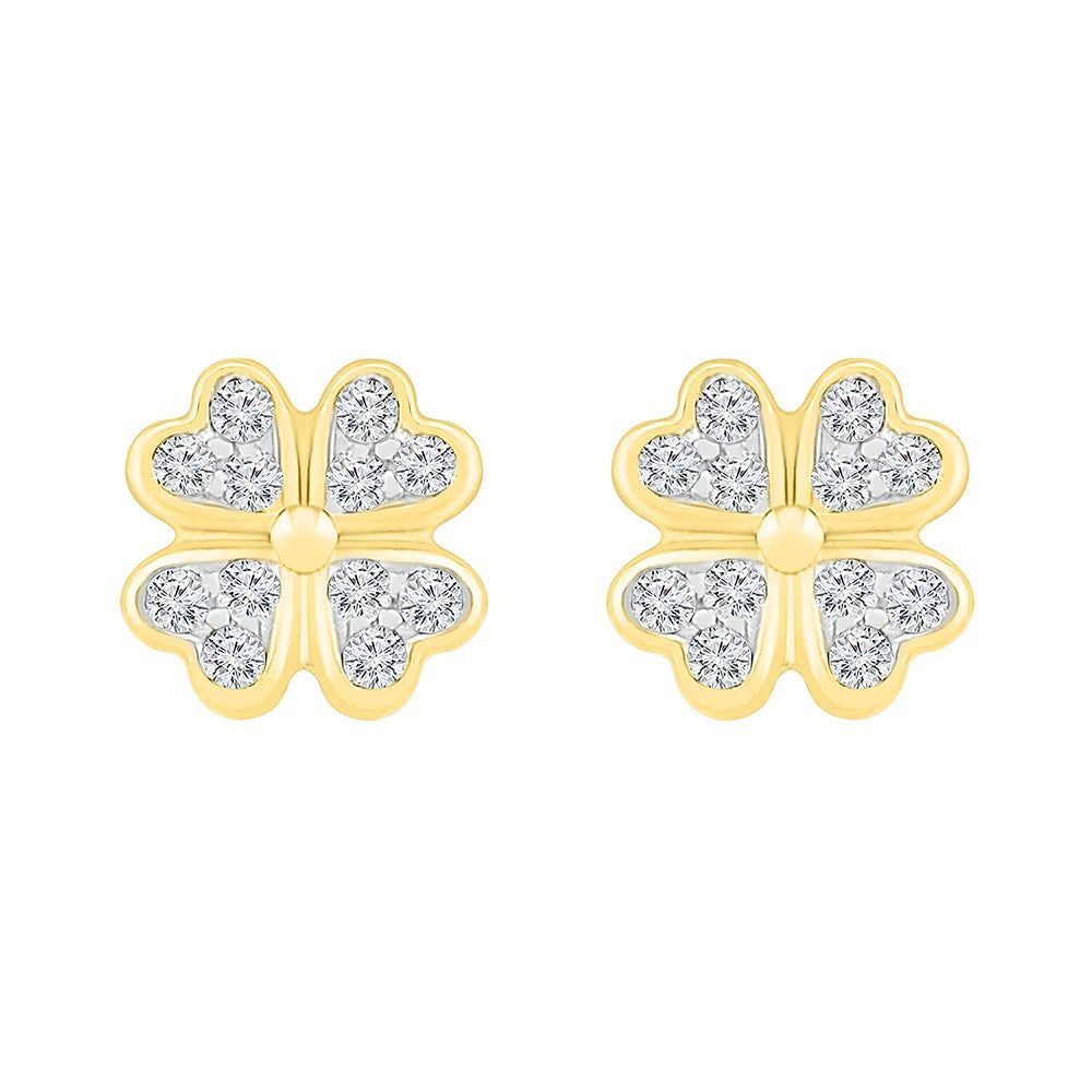 Diamond Clover Earrings in 10K Yellow Gold (1/10 ct. tw.)