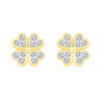 Diamond Clover Earrings in 10K Yellow Gold (1/10 ct. tw.)