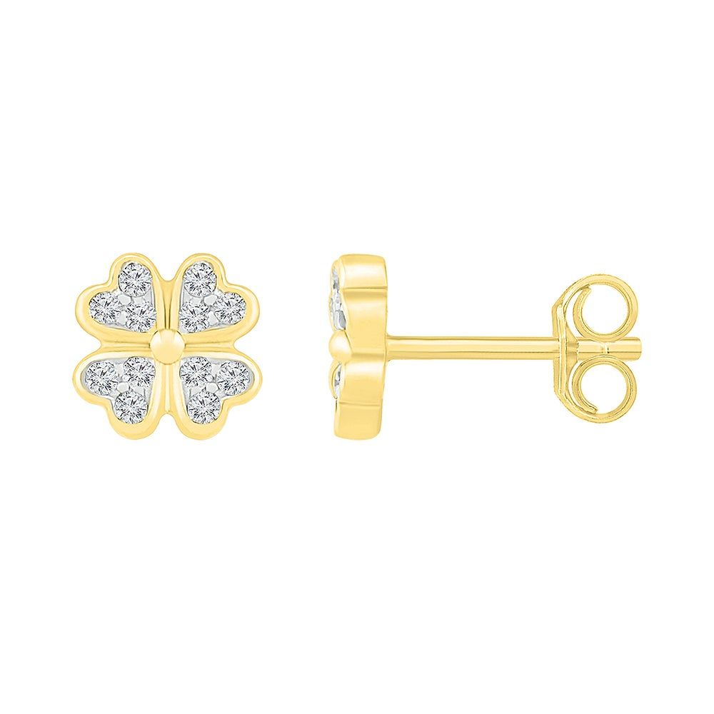 Diamond Clover Earrings in 10K Yellow Gold (1/10 ct. tw.)