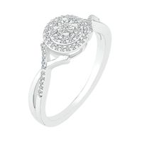 Diamond Halo Promise Ring Sterling Silver (1/7 ct. tw.)