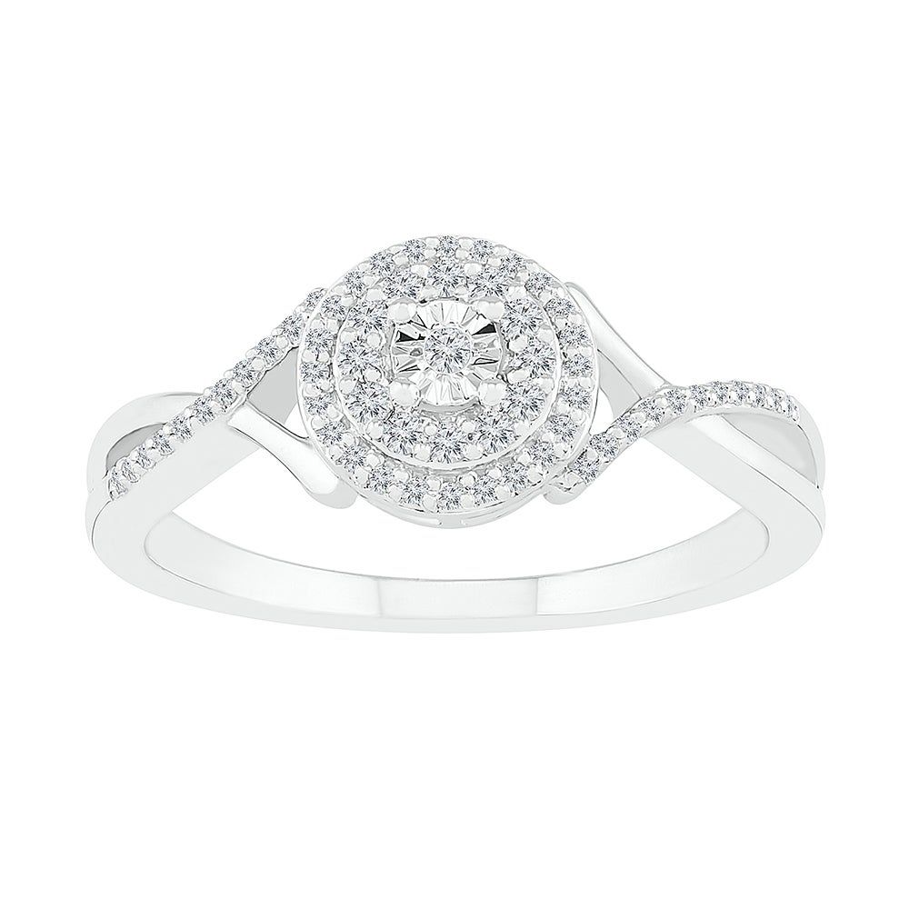 Diamond Halo Promise Ring Sterling Silver (1/7 ct. tw.)