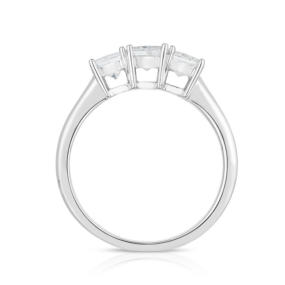Three-Stone Princess-Cut Diamond Engagement Ring 10K White Gold (1 ct. tw.)