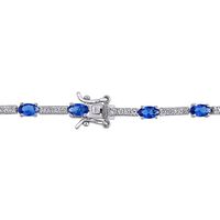 Sapphire Bracelet with Blue & White Lab-Created Sapphires in Sterling Silver