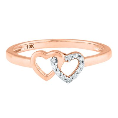 Connected Hearts Diamond Promise Ring 10K Rose Gold