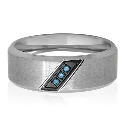 Menâs Blue Diamond Ring Stainless Steel, 8mm