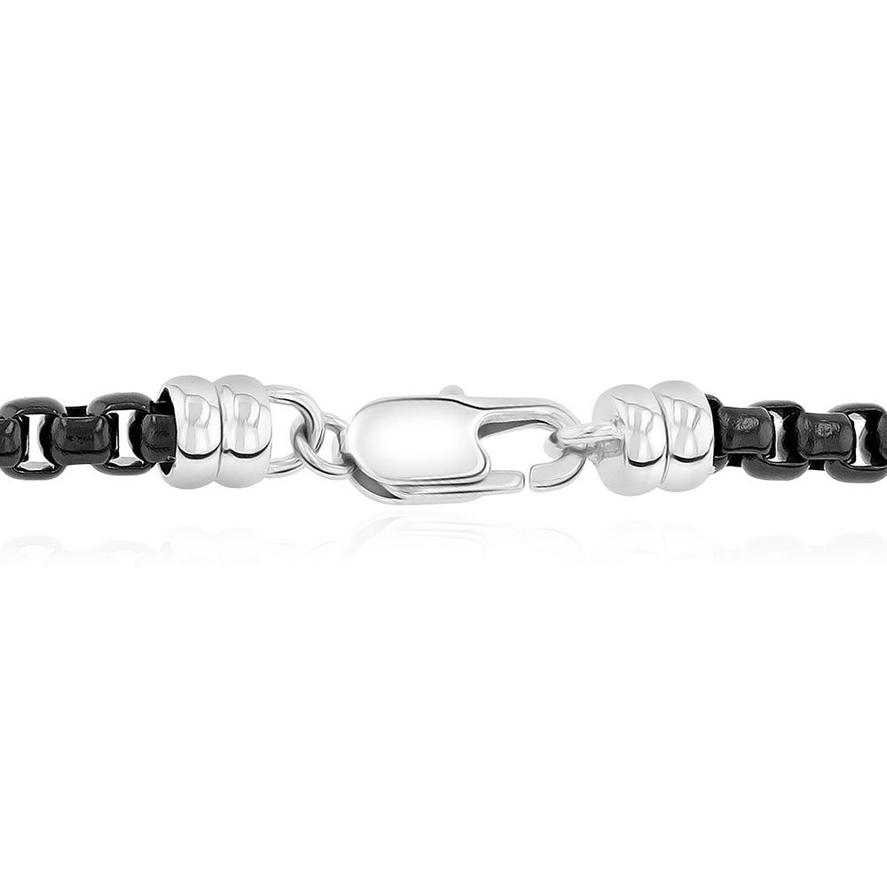 Menâs Link Box Chain in Black Ion-Plated Stainless Steel, 24"