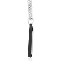 Menâs Black & White Diamond Dog Tag Pendant in Stainless Steel (7/8 ct. tw.)