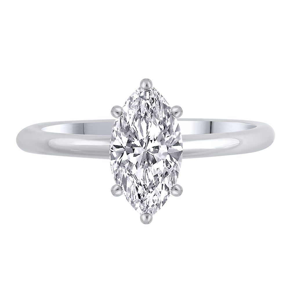 lab grown diamond solitaire marquise engagement ring 14k gold (1 ct