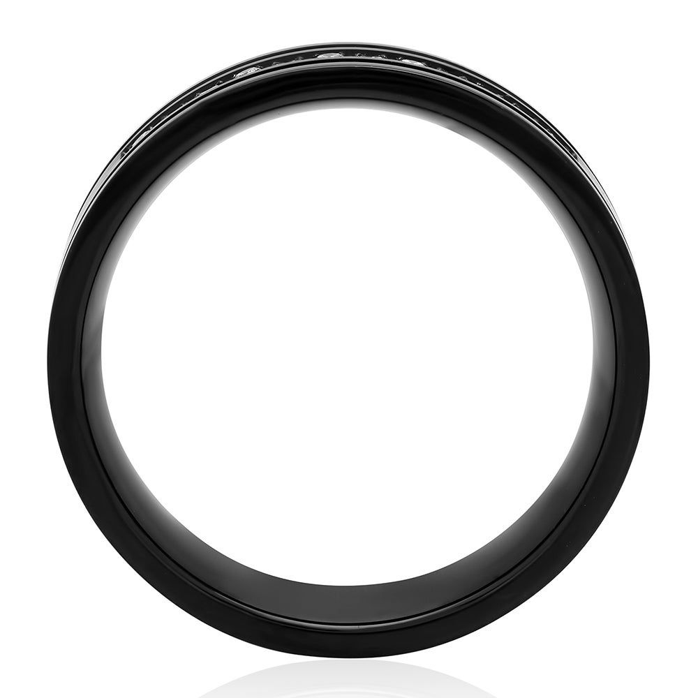 Menâs Diamond Ring Black Ion-Plated Stainless Steel, 7mm (1/7 ct. tw.)