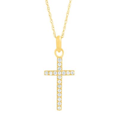 Diamond Cross Pendant in 14K Yellow gold (1/10 ct. tw.)