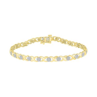 âXOâ Diamond Cluster Bracelet in 10K Yellow Gold (1 ct. tw.)