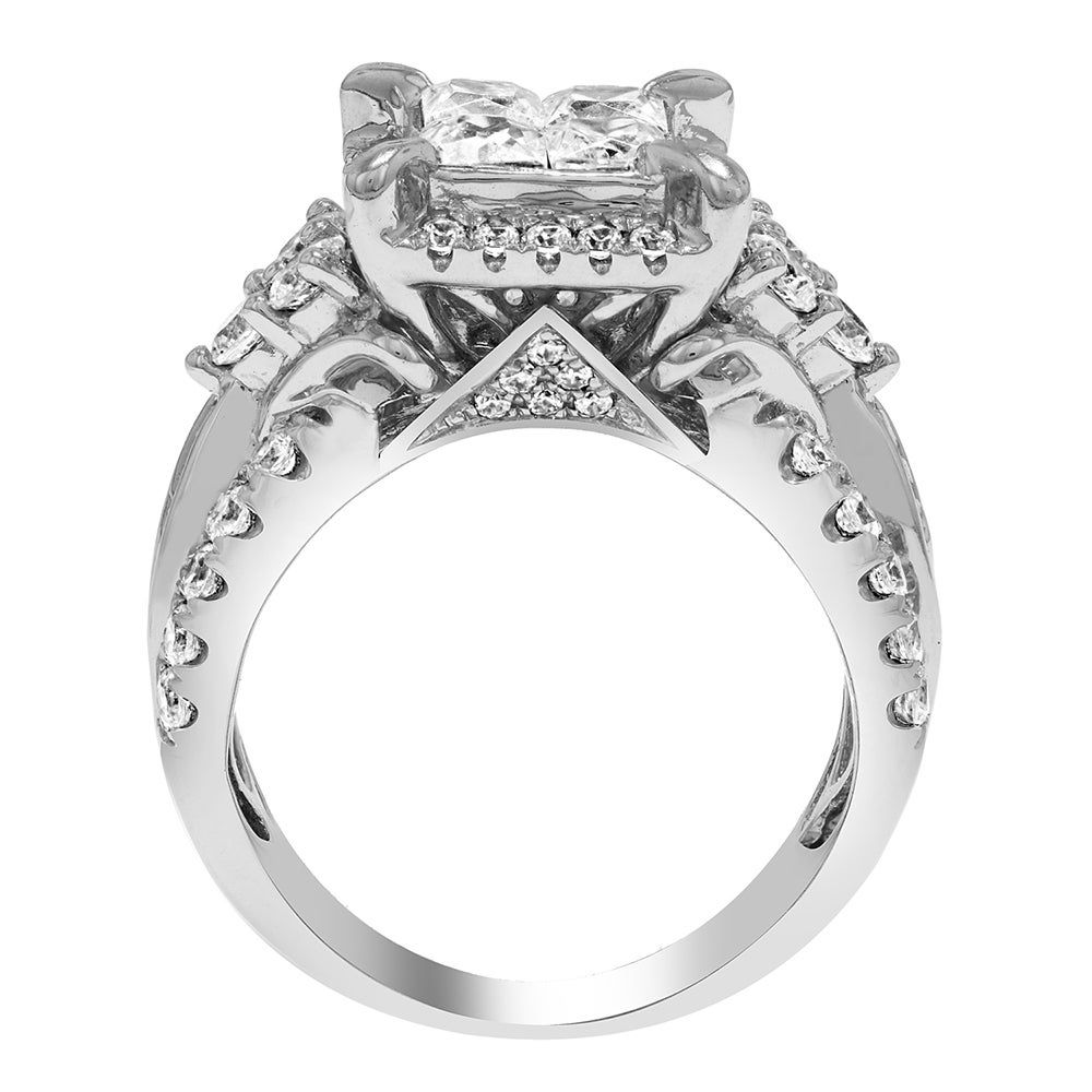 Princess-Cut Diamond Cluster Engagement Ring 14K White Gold (3 ct. tw.)