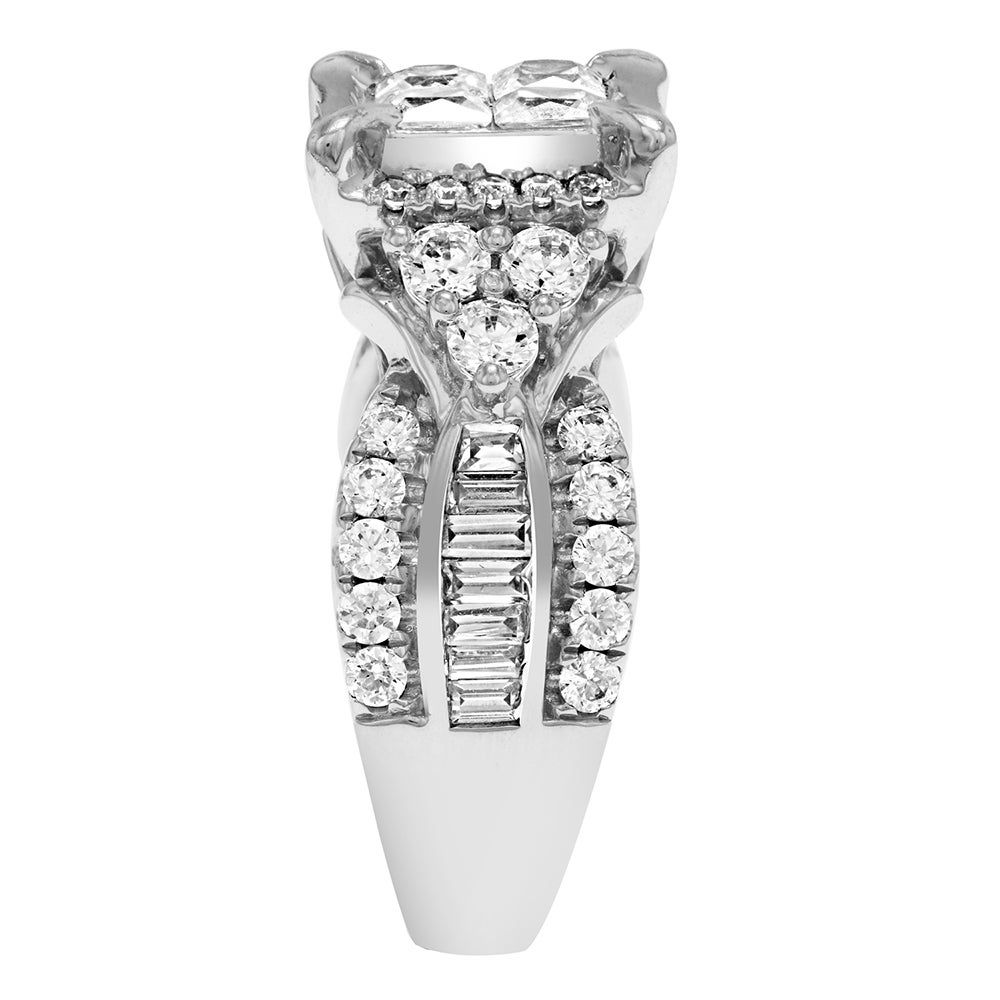 Princess-Cut Diamond Cluster Engagement Ring 14K White Gold (3 ct. tw.)