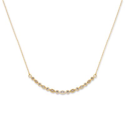 Diamond Cluster Station Necklace in 10K Yellow Gold (1/4 ct. tw.)