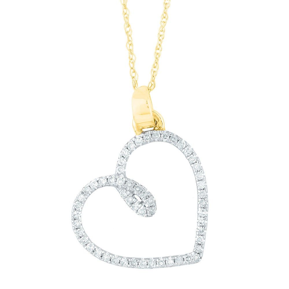 Diamond Loop Heart Pendant in 14K Yellow Gold (1/5 ct. tw.)