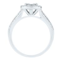 Round & Baguette Diamond Cluster Engagement Ring 10K White Gold (1/2 ct. tw.)