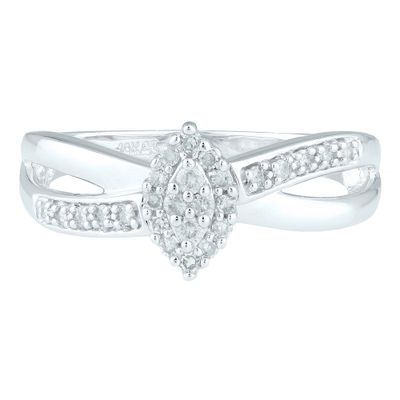 Marquise-Shaped Diamond Cluster Ring 10K White Gold (1/4 ct. tw.)