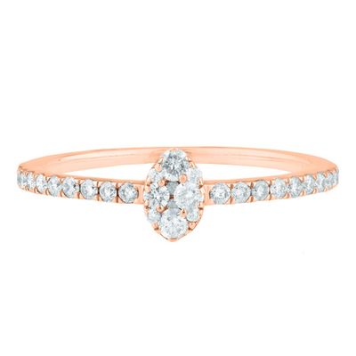 Oval Diamond Composite Promise Ring 10K Rose Gold (1/3 ct. tw.)