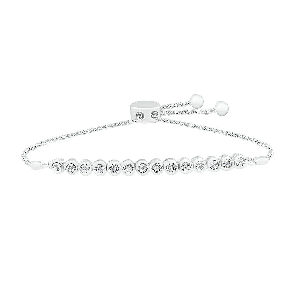Diamond Bolo Bracelet with Bezel-Setting in Sterling Silver (1/4 ct. tw.)