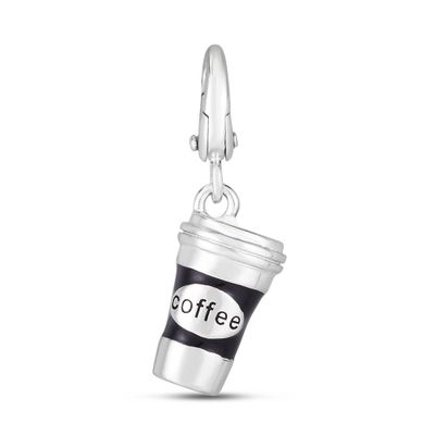 Coffee Cup Charm in Sterling Silver