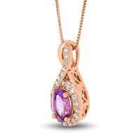 Oval Amethyst & Lab-Created White Sapphire Pendant in 10K Rose Gold