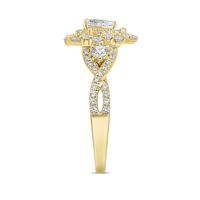 Pear-Shaped Double Halo Engagement Ring 14K Yellow Gold (1 1/7 ct. tw.)