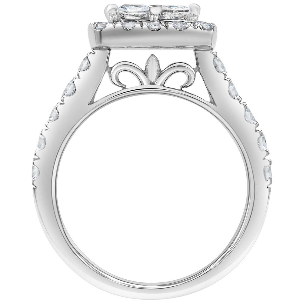 Quad Princess-Cut Diamond Bridal Set with PavÃ© Setting 14K White Gold (3 ct. tw.)
