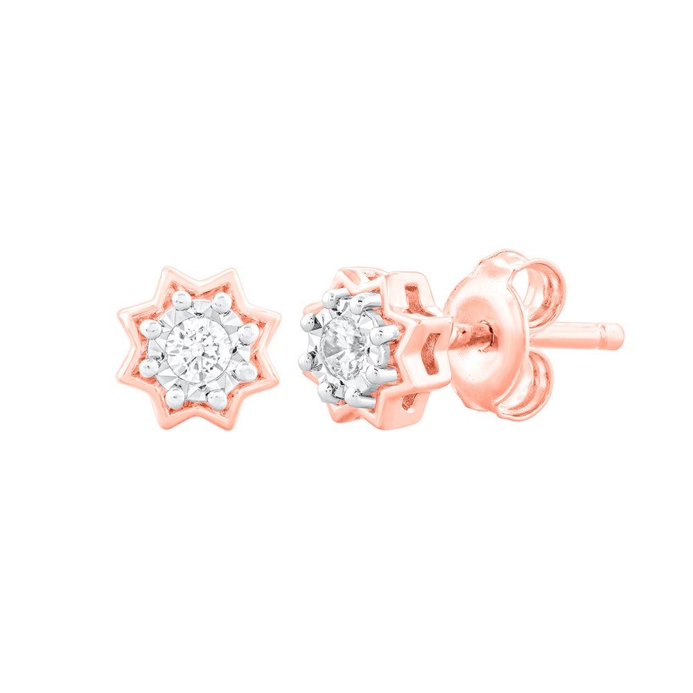 Diamond Starburst Stud Earrings in 10K Rose Gold (1/10 ct. tw.)