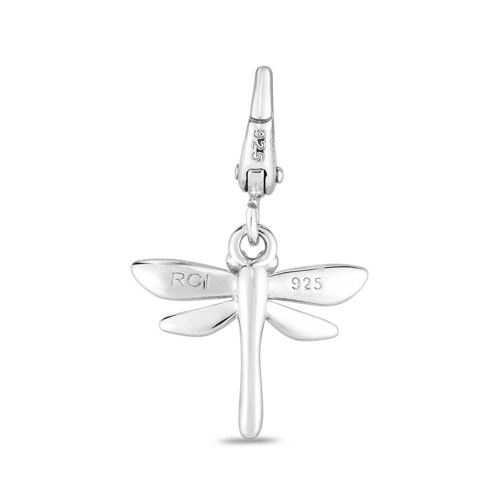 Diamond Dragonfly Charm in Sterling Silver