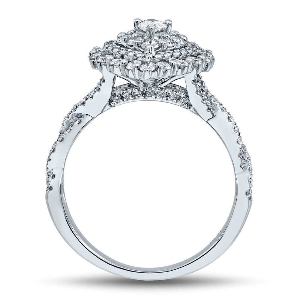 Pear-Shaped Diamond Twist Engagement Ring 14K White Gold (1 ct. tw.)