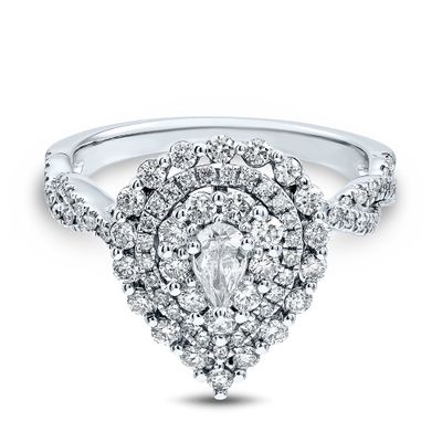 Pear-Shaped Diamond Twist Engagement Ring 14K White Gold (1 ct. tw.)