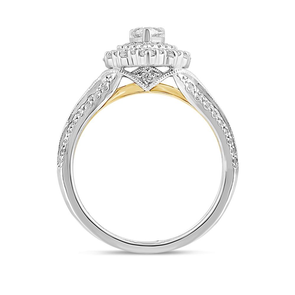 Pear-Shaped Diamond Halo Engagement Ring 14K White Gold (1 ct. tw.)