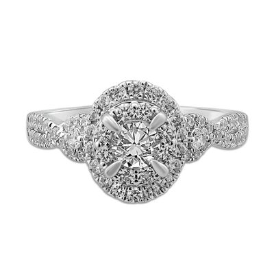 Double Oval Halo Diamond Engagement Ring 14K White Gold (1 ct. tw.)