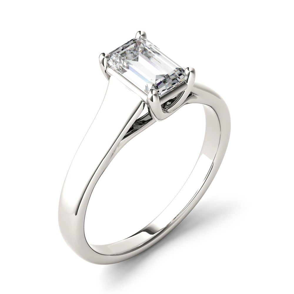Emerald-Cut Moissanite Solitaire Ring 14K White Gold (1 ct.)