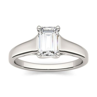 Emerald-Cut Moissanite Solitaire Ring 14K White Gold (1 ct.)