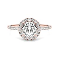 Round Moissanite Halo Ring 14K Rose Gold (1 1/ ct. tw