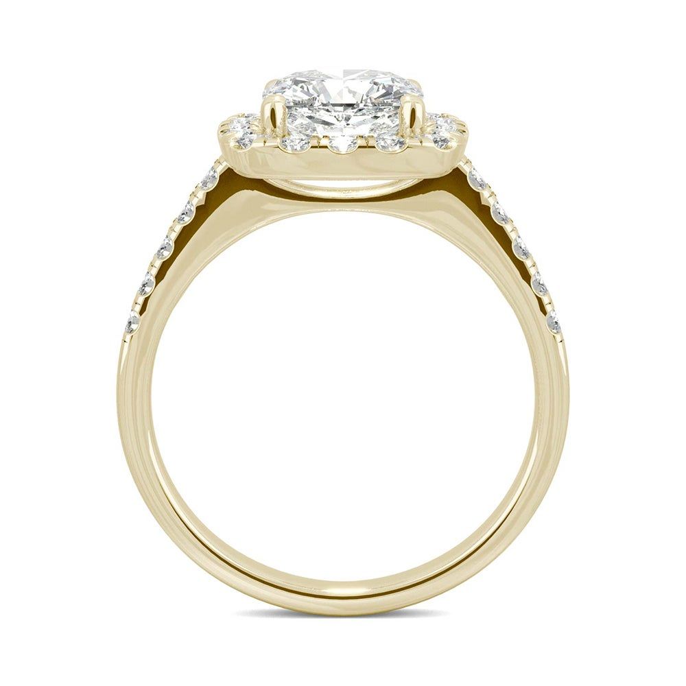 Moissanite Cushion-Cut Halo Ring 14K Yellow Gold (2 5/8 ct. tw.)