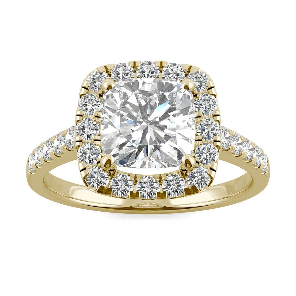 Moissanite Cushion-Cut Halo Ring 14K Yellow Gold (2 5/8 ct. tw.)